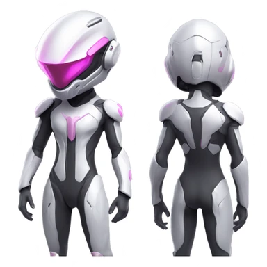 White Lizard-Reptile-Raptor-Alien-Genesect-Mewtwo-Fakémon, with pink eyes, with a futuristic visor-helmet, wearing a techwear-suit, Full Body sticker