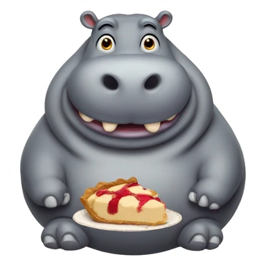 Fat hippo eating pie sticker