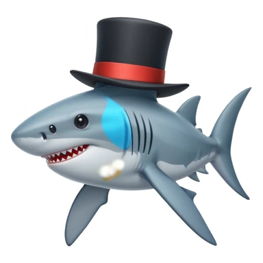 Shark with a top hat sticker