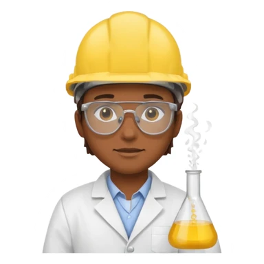 Ingeniera quimica con delantal, casco de seguridad y gafas de seguridad sticker