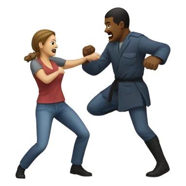 Woman kicking man for self defense sticker