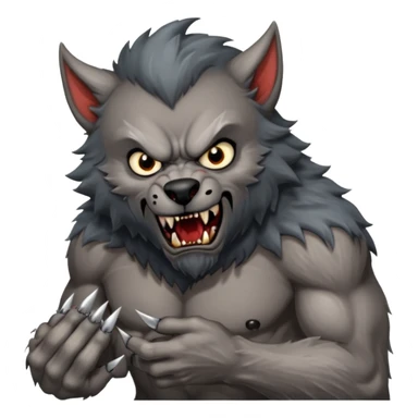 Create an emoji of Werewolf half bodied till waist sharp nails sticker