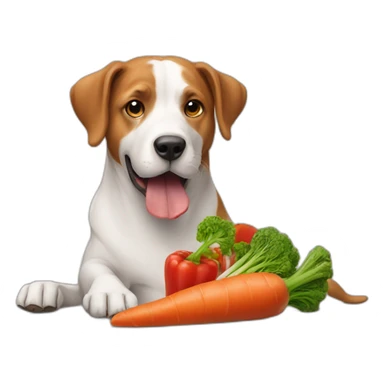 Dog eating meat and vegetables sticker