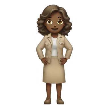 Girl shrugging arms wearing beige clothes sticker
