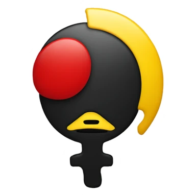 A way black and red rectangle with a yellow circle in the middle sticker