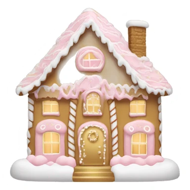 light pink and gold and white gingerbread house sticker