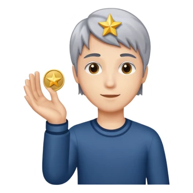 open hand holding a star and a coin sticker