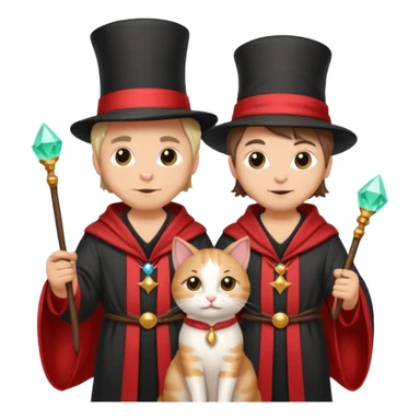 magician couple and their pet cat sticker