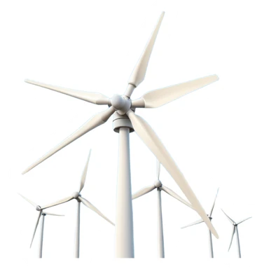 modern wind turbine, tall white tower with three long blades sticker