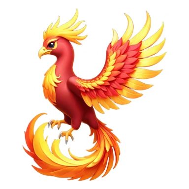 Cinematic Noble fierce & powerful Fire Phoenix Portrait Emoji, Poised and resplendent, with a radiant, fiery plumage in brilliant hues of scarlet, gold, and ember, featuring elongated, elegant tail feathers that flow like molten lava, and piercing, wise eyes reflecting the eternal cycle of rebirth; rendered with lifelike texture and luminous natural highlights, high shine, majestic and awe-inspiring, styled with an aura of mythic resurgence, focused and regal, soft glowing outline, capturing the essence of a legendary phoenix rising from the flames with timeless grace! sticker