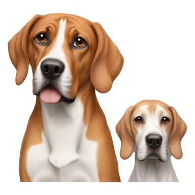 white mle with long rainbow colored hair next to a brown rhodesian ridgeback sticker