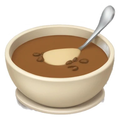 brown soup with beige plate and spoon sticker