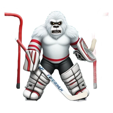Jacked yeti playing ice hockey goalie sticker