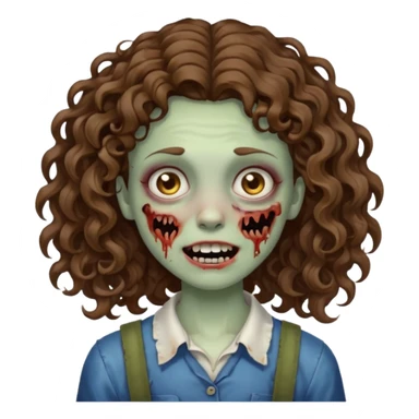 uma garota zumbi com o cabelo cacheado meio ondulado que usa aparelho sticker