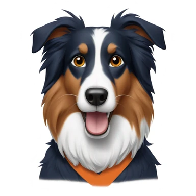 Collie wearing a T shirt with the auburn logo on it sticker
