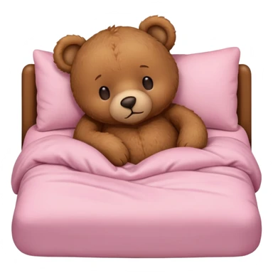 Brown Teddy bear sleeping in light pink bed sticker