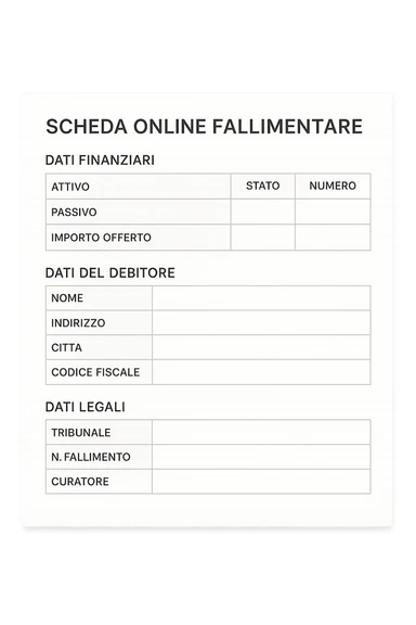 Scheda online fallimentare  foglio sticker