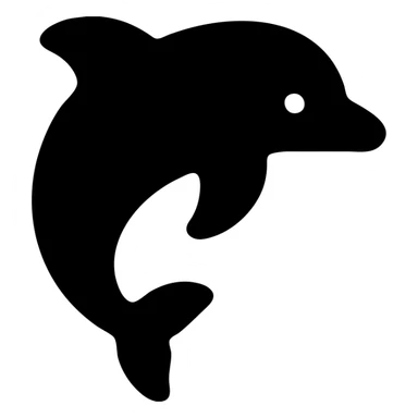 black dolphin, bold, graphic, solid black fill, strong shape sticker