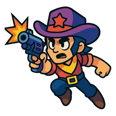 Brawl Stars character in action, comic-inspired look sticker
