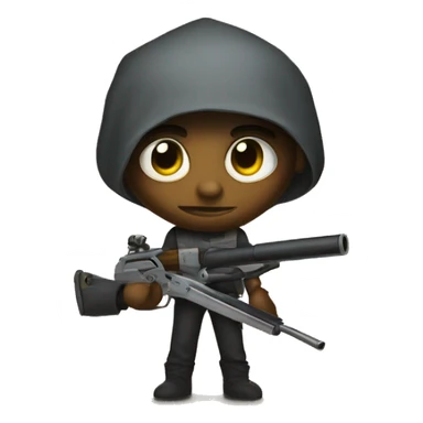 big eyes, holding weapon sticker