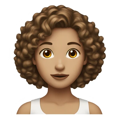 woman white skin brown curly shoulder length hair brown eyes sticker
