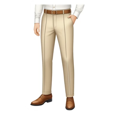 beige dress pants with white vertical stripes pattern, formal trousers with cuffed hem, clear vertical line pattern similar to plaid but only vertical lines, no model, isolated garment sticker