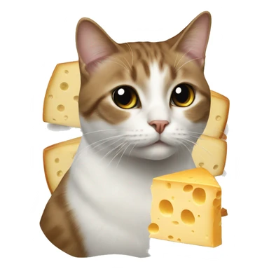 Cat painting cheese sticker