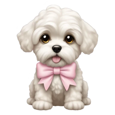 Schichon puppy pastel pink bow sticker
