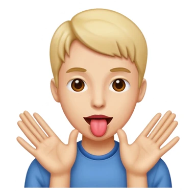 Tongue out with hands on the side sticker
