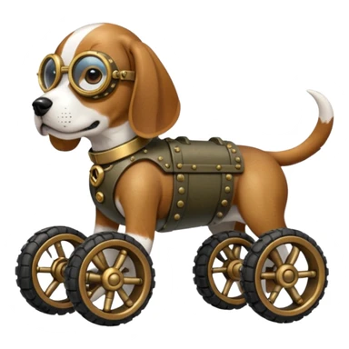 Stylish steampunk Military automaton beagle dog with off-road wheels  sticker