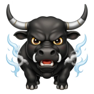 Emoji of an angry black powerful bull with steam coming out of its nose sticker