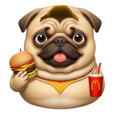 Fat pug eating MacDonalds sticker