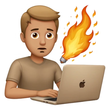 The man behind the laptop has deadlines burning sticker
