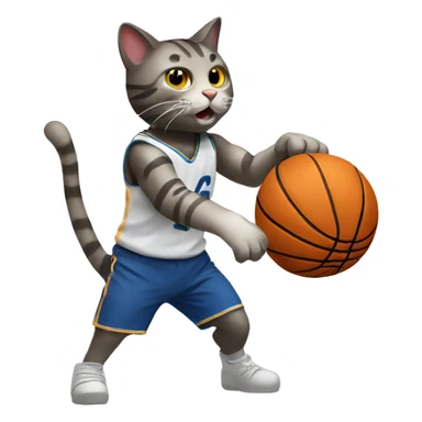 Cat shooting basketball sticker