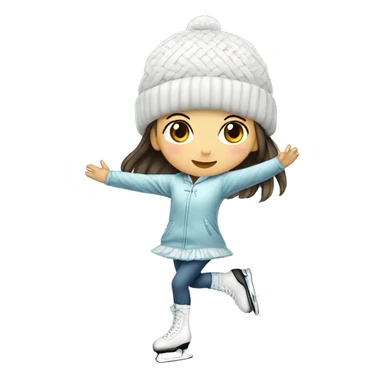 Ice skating girl asian clothes white sticker