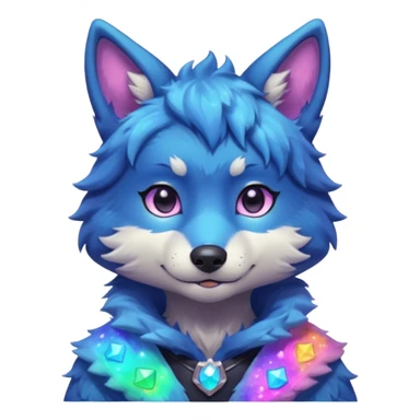 anthropomorphic anthro kawaii cute colorful shiny pastel nebula furry wolf-fursona furry  (shoulder bust)  sticker