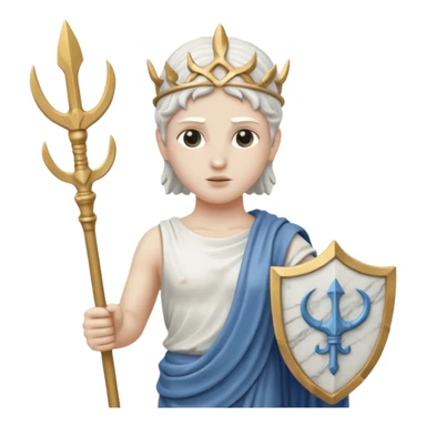 a greek white marble statue holding a marble trident.  sticker