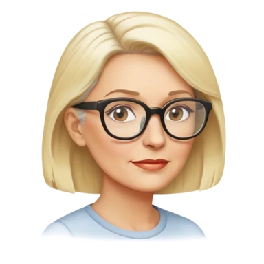side profile of an attractive older blonde woman with glasses, confident expression sticker