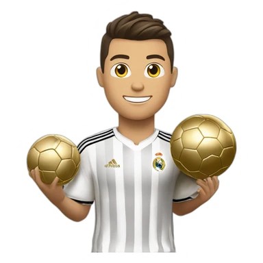 Cristiano ronaldo avec un ballon d'or dans une main et l'autre main fais un signe 5 sticker
