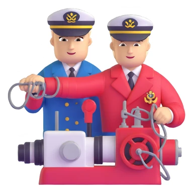 Russian sailor with captain hat operating a winch on oceanography research vessel sticker