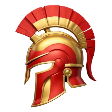 Side view of a gold Spartan helment with red ascents and then the crest is both red and gold sticker
