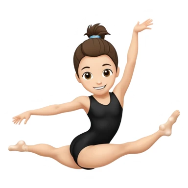 "A gymnast in black outfit with a smile and a look of surprise (normal skin) sticker