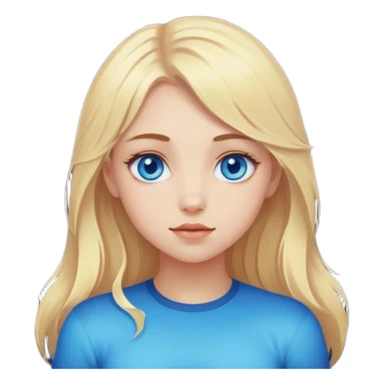 A blonde-haired girl with blue eyes, surrounded by many planets sticker