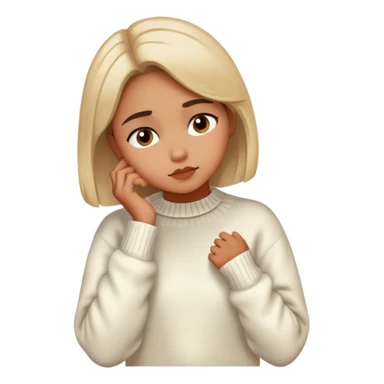 A girl thinking about a white vintage sweater  sticker