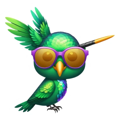 green hummingbird with sunglasses sticker