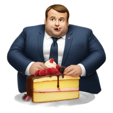 emmanuel macron morbidly obese eating cake sticker