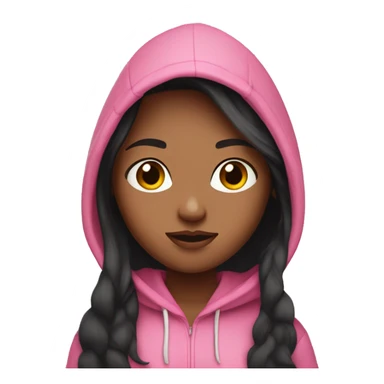 Medium color skin girl with black long hair in a pink hoodie sticker