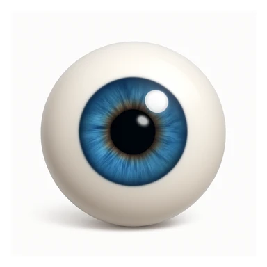 A 3D emoji in iOS emoji aesthetic style of a single human eye, with a detailed iris and pupil, smooth glossy surface, realistic shading and reflection, clean white background sticker