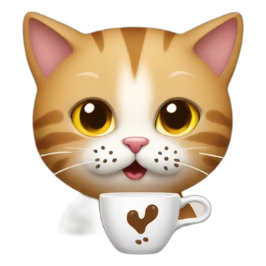 cat drinking coffee and saying meow sticker