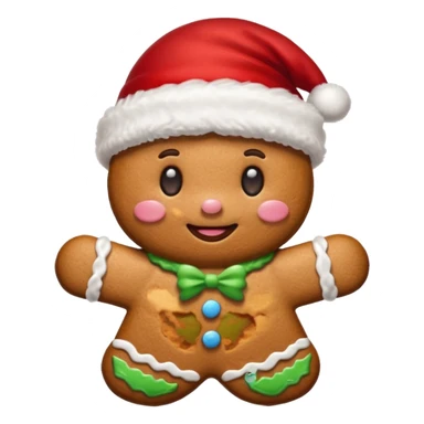 gingerbread cookie in red hat of santa shape sticker